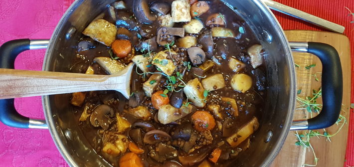 Vegansk boeuf bourguignon